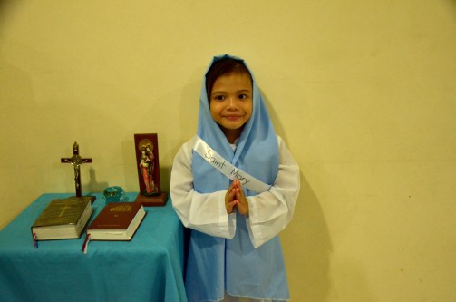 She dressed up as Saint Mary.